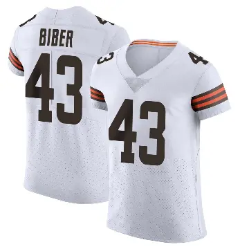 ＃43 Men's Drew Biber White Elite Cleveland Browns Vapor Jersey