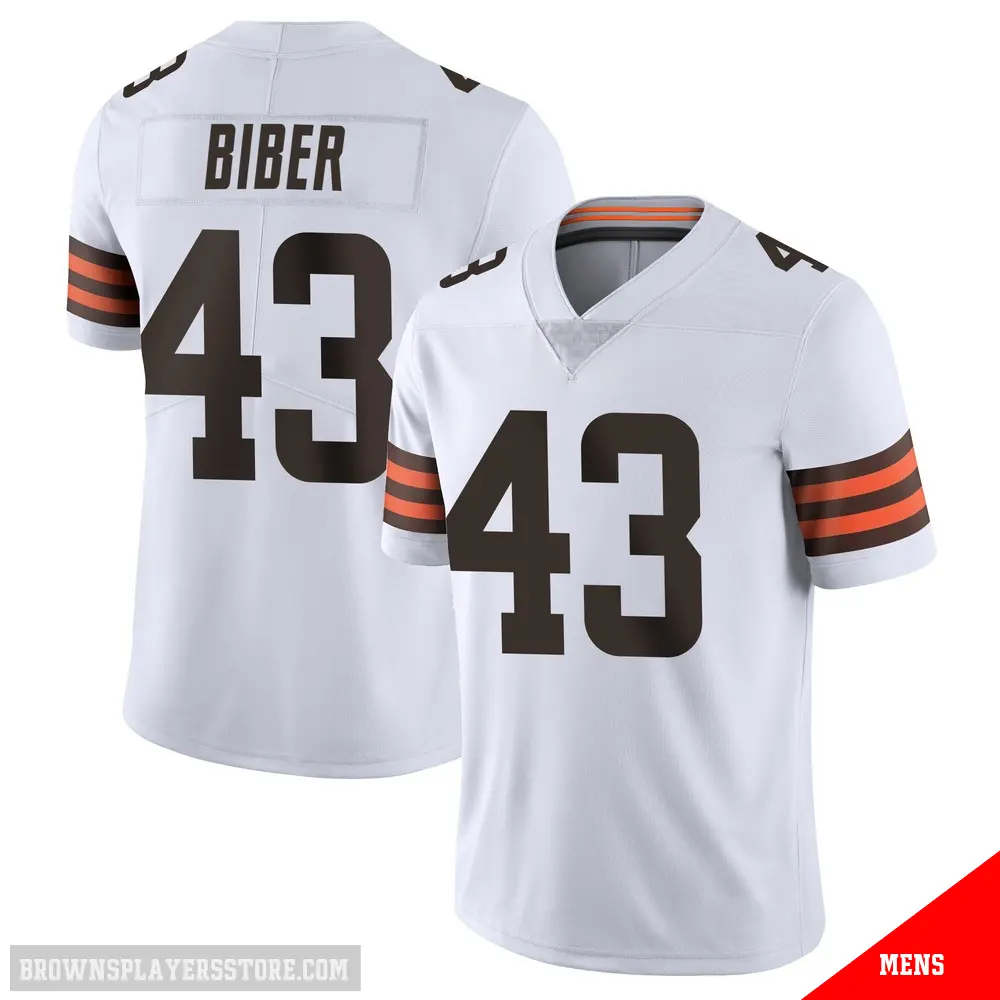 ＃43 Men's Drew Biber White Limited Cleveland Browns Vapor Untouchable Jersey