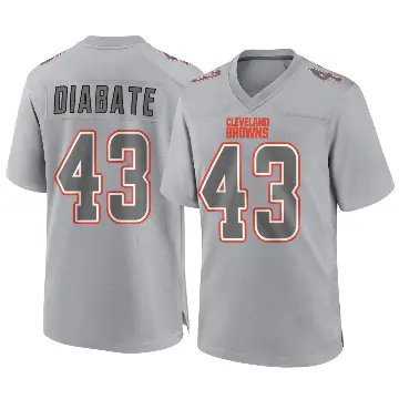 ＃43 Men's Mohamoud Diabate Gray Game Cleveland Browns Atmosphere Fashion Jersey