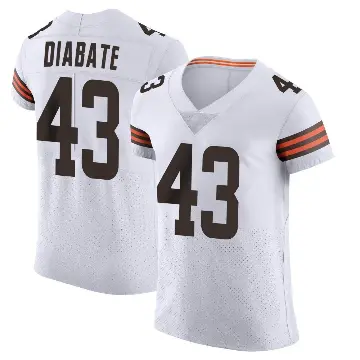 ＃43 Men's Mohamoud Diabate White Elite Cleveland Browns Vapor Jersey