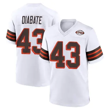 ＃43 Men's Mohamoud Diabate White Game Cleveland Browns 1946 Collection Alternate Jersey