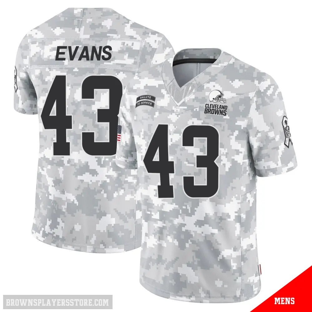 ＃43 Men's Nate Evans Arctic Camo Limited Cleveland Browns 2024 Salute to Service Jersey