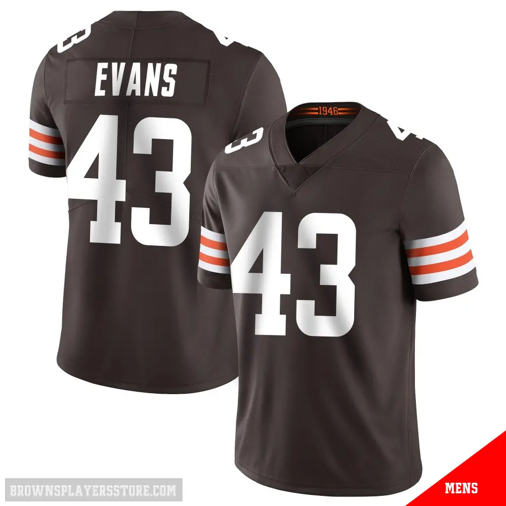 ＃43 Men's Nate Evans Brown Limited Cleveland Browns Team Color Vapor Untouchable Jersey