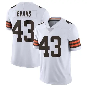 ＃43 Men's Nate Evans White Limited Cleveland Browns Vapor Untouchable Jersey