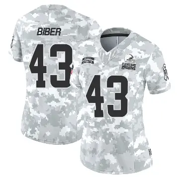 ＃43 Women's Drew Biber Arctic Camo Limited Cleveland Browns 2024 Salute to Service Jersey