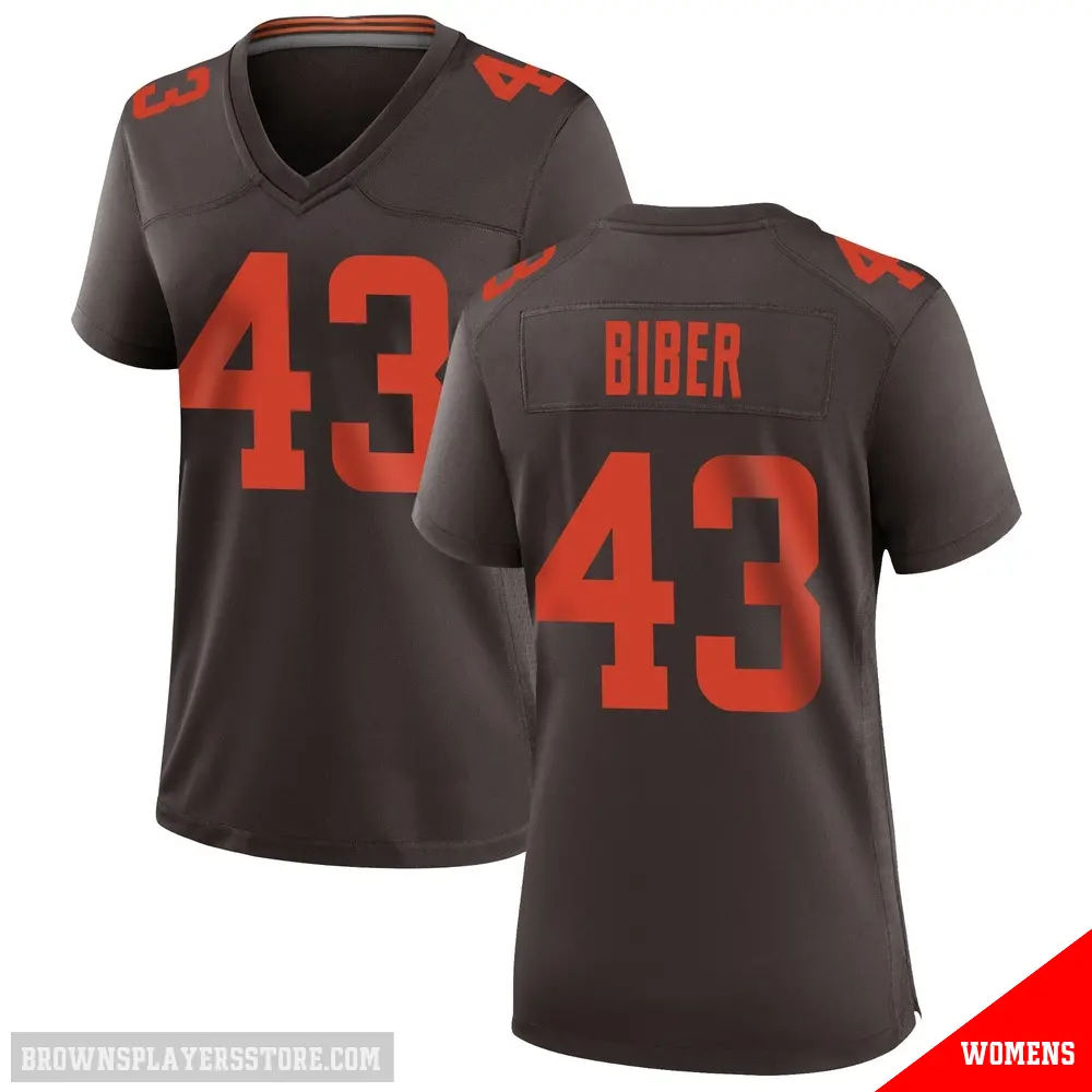 ＃43 Women's Drew Biber Brown Game Cleveland Browns Alternate Jersey