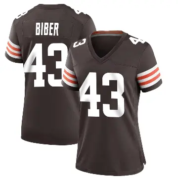 ＃43 Women's Drew Biber Brown Game Cleveland Browns Team Color Jersey