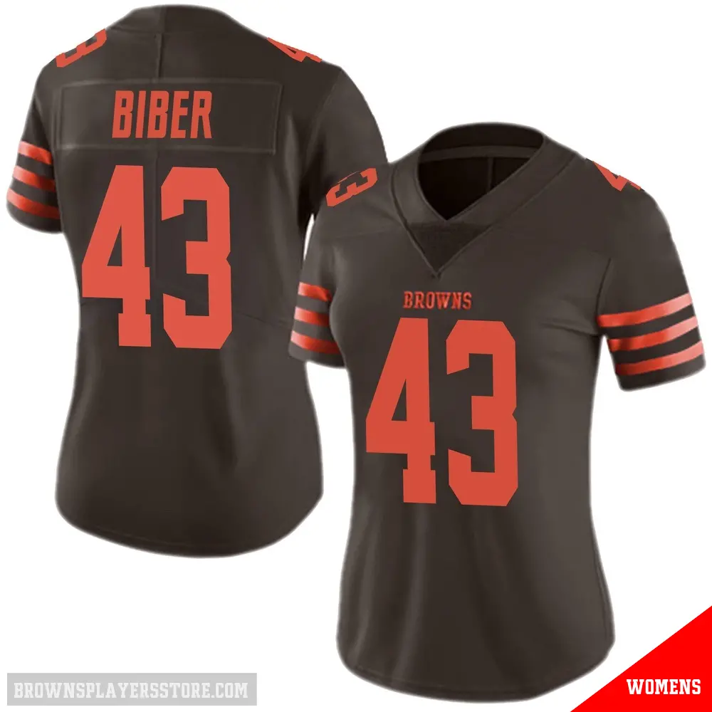 ＃43 Women's Drew Biber Brown Limited Cleveland Browns Color Rush Jersey