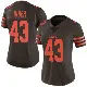 ＃43 Women's Drew Biber Brown Limited Cleveland Browns Color Rush Jersey