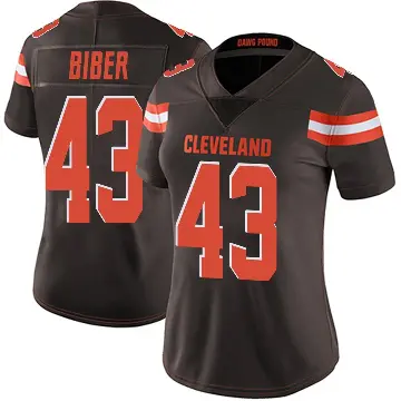 ＃43 Women's Drew Biber Brown Limited Cleveland Browns Team Color Vapor Untouchable Jersey