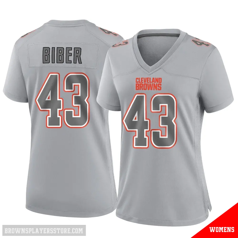 ＃43 Women's Drew Biber Gray Game Cleveland Browns Atmosphere Fashion Jersey
