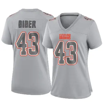 ＃43 Women's Drew Biber Gray Game Cleveland Browns Atmosphere Fashion Jersey