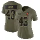 ＃43 Women's Drew Biber Olive Limited Cleveland Browns 2025 Salute to Service Jersey