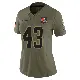 ＃43 Women's Drew Biber Olive Limited Cleveland Browns 2025 Salute to Service Jersey