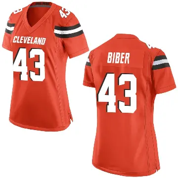 ＃43 Women's Drew Biber Orange Game Cleveland Browns Alternate Jersey