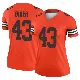＃43 Women's Drew Biber Orange Legend Cleveland Browns Inverted Jersey