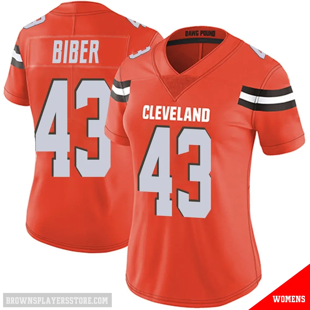 ＃43 Women's Drew Biber Orange Limited Cleveland Browns Alternate Vapor Untouchable Jersey