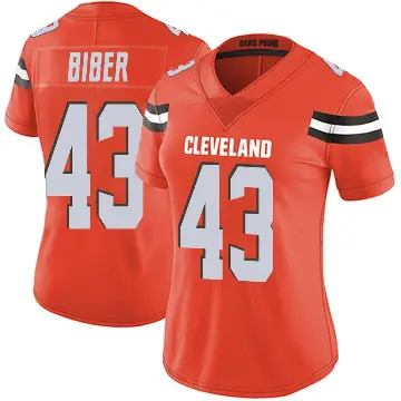 ＃43 Women's Drew Biber Orange Limited Cleveland Browns Alternate Vapor Untouchable Jersey