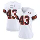 ＃43 Women's Drew Biber White Game Cleveland Browns 1946 Collection Alternate Jersey