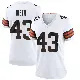 ＃43 Women's Drew Biber White Game Cleveland Browns Jersey