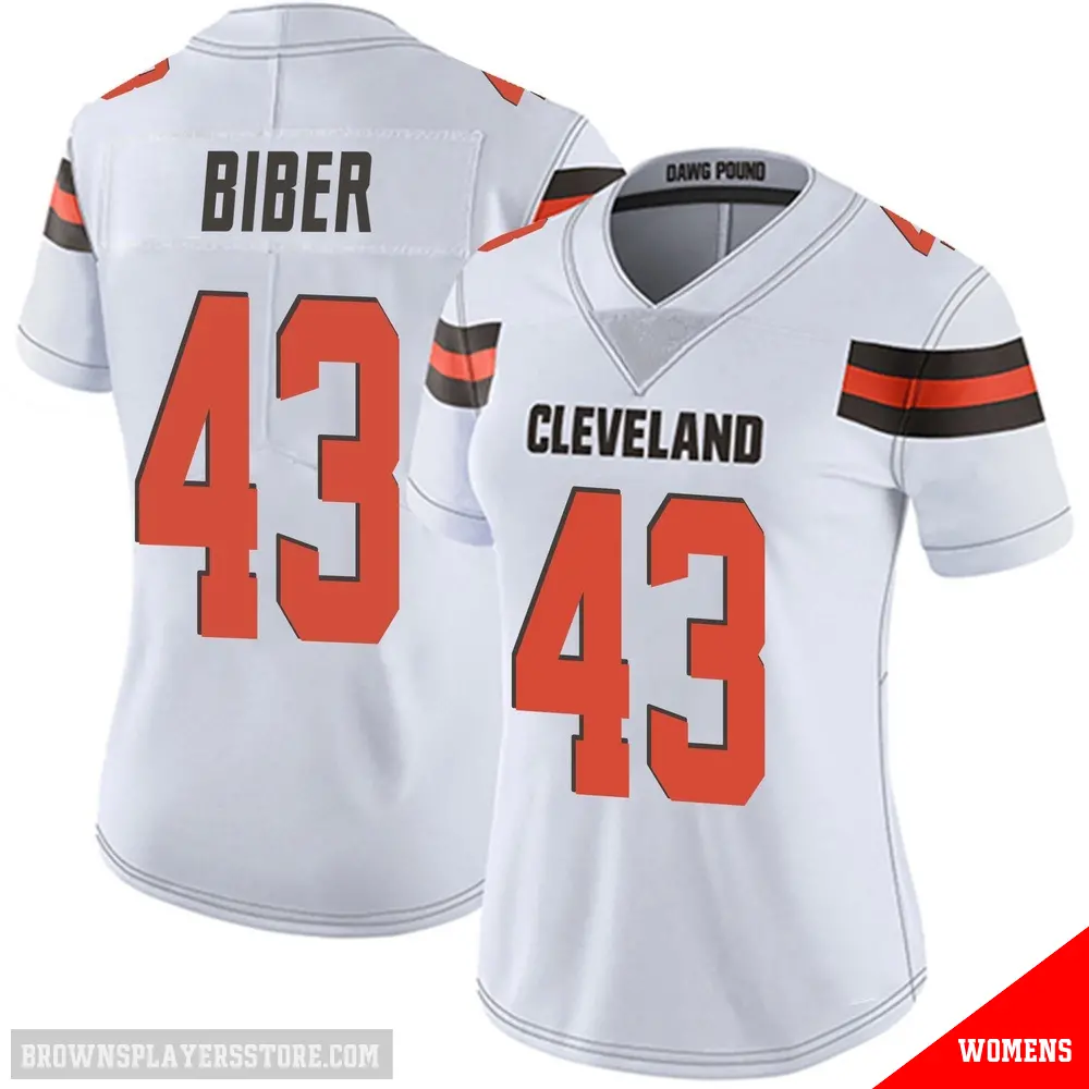 ＃43 Women's Drew Biber White Limited Cleveland Browns Vapor Untouchable Jersey