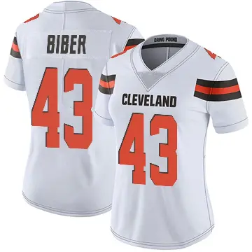 ＃43 Women's Drew Biber White Limited Cleveland Browns Vapor Untouchable Jersey