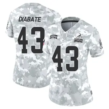 ＃43 Women's Mohamoud Diabate Arctic Camo Limited Cleveland Browns 2024 Salute to Service Jersey