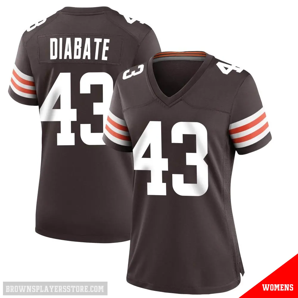 ＃43 Women's Mohamoud Diabate Brown Game Cleveland Browns Team Color Jersey