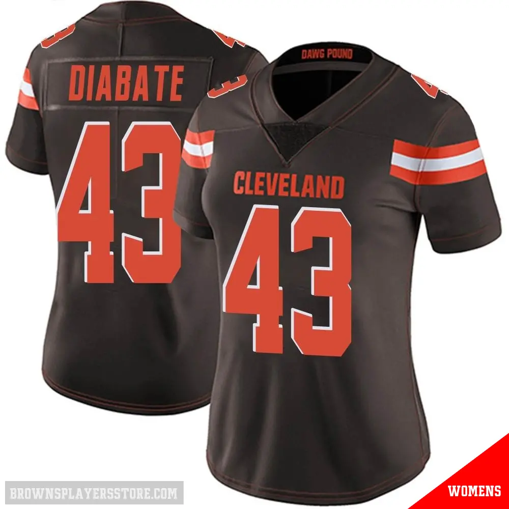 ＃43 Women's Mohamoud Diabate Brown Limited Cleveland Browns Team Color Vapor Untouchable Jersey
