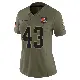 ＃43 Women's Mohamoud Diabate Olive Limited Cleveland Browns 2025 Salute to Service Jersey