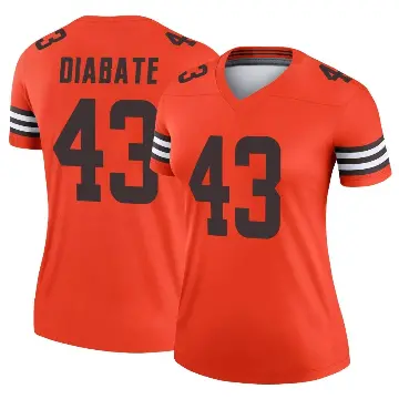 ＃43 Women's Mohamoud Diabate Orange Legend Cleveland Browns Inverted Jersey