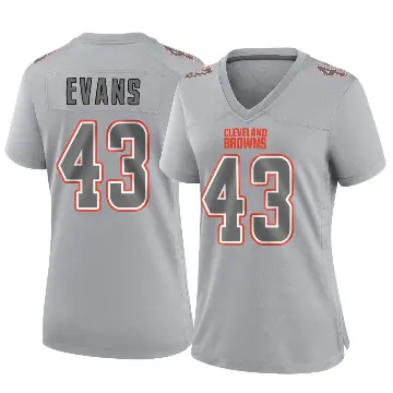 ＃43 Women's Nate Evans Gray Game Cleveland Browns Atmosphere Fashion Jersey