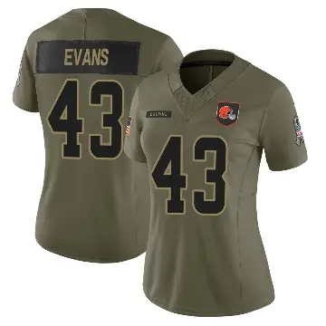 ＃43 Women's Nate Evans Olive Limited Cleveland Browns 2025 Salute to Service Jersey