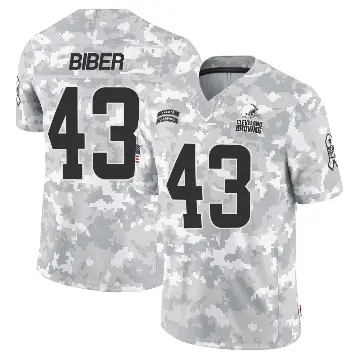 ＃43 Youth Drew Biber Arctic Camo Limited Cleveland Browns 2024 Salute to Service Jersey