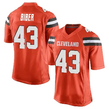 ＃43 Youth Drew Biber Orange Game Cleveland Browns Alternate Jersey