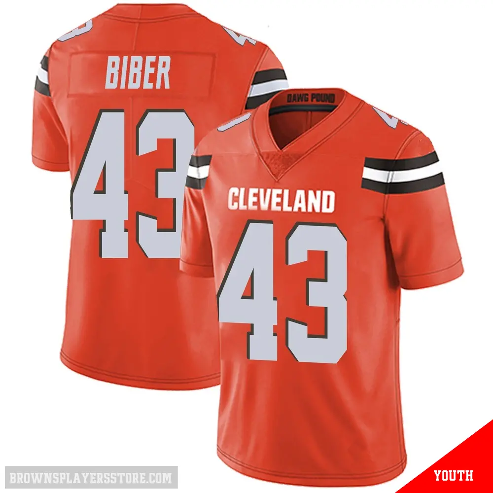 ＃43 Youth Drew Biber Orange Limited Cleveland Browns Alternate Vapor Untouchable Jersey