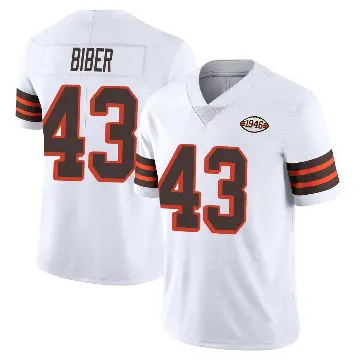 ＃43 Youth Drew Biber White Limited Cleveland Browns Vapor 1946 Collection Alternate Jersey