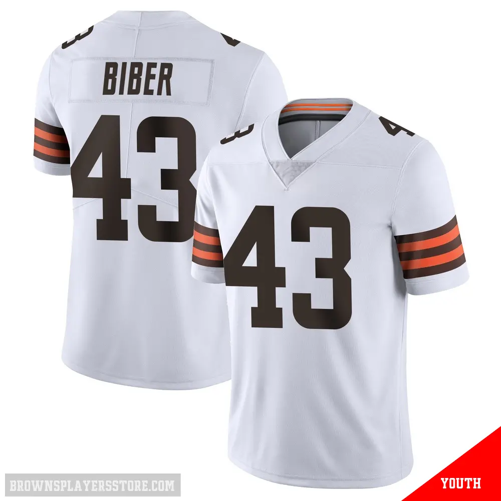 ＃43 Youth Drew Biber White Limited Cleveland Browns Vapor Untouchable Jersey
