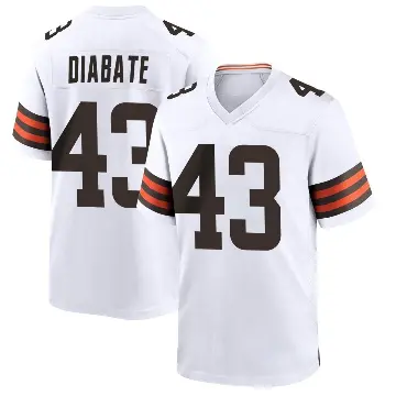 ＃43 Youth Mohamoud Diabate White Game Cleveland Browns Jersey