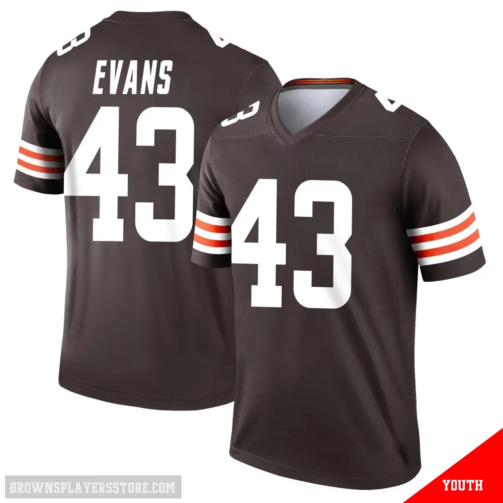 ＃43 Youth Nate Evans Brown Legend Cleveland Browns Jersey