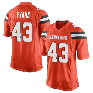 ＃43 Youth Nate Evans Orange Game Cleveland Browns Alternate Jersey