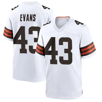 ＃43 Youth Nate Evans White Game Cleveland Browns Jersey