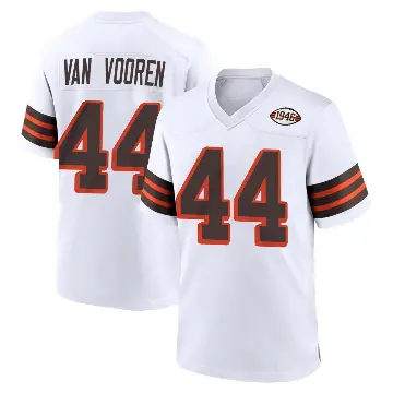 ＃44 Men's Mitch Van Vooren White Game Cleveland Browns 1946 Collection Alternate Jersey