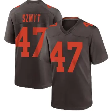 ＃47 Men's Andre Szmyt Brown Game Cleveland Browns Alternate Jersey