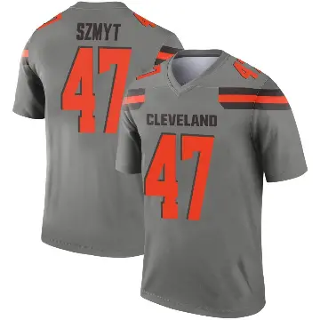 ＃47 Men's Andre Szmyt Legend Cleveland Browns Inverted Silver Jersey