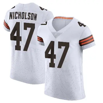 ＃47 Men's DeCarlos Nicholson White Elite Cleveland Browns Vapor Jersey