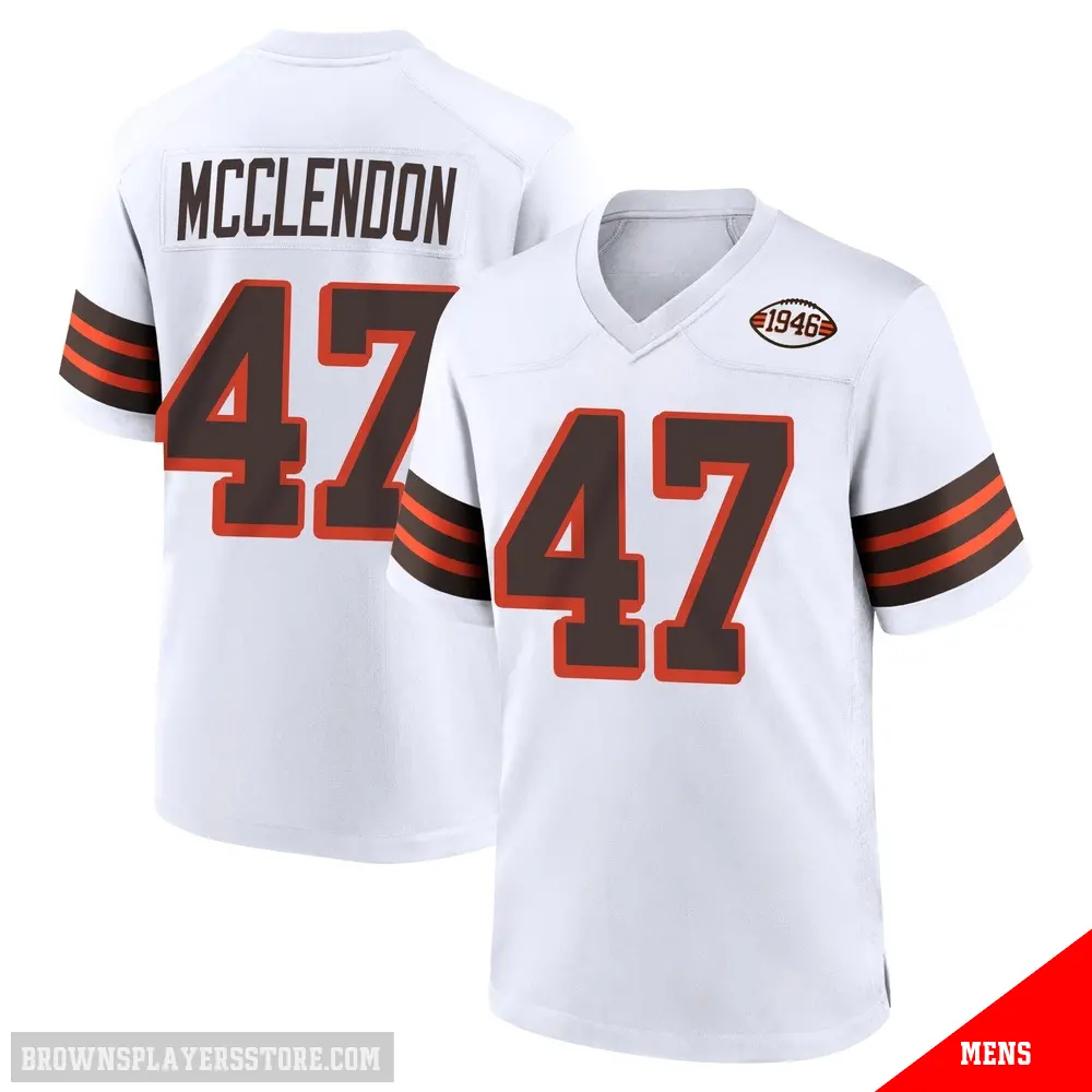 ＃47 Men's Jeremiah McClendon White Game Cleveland Browns 1946 Collection Alternate Jersey