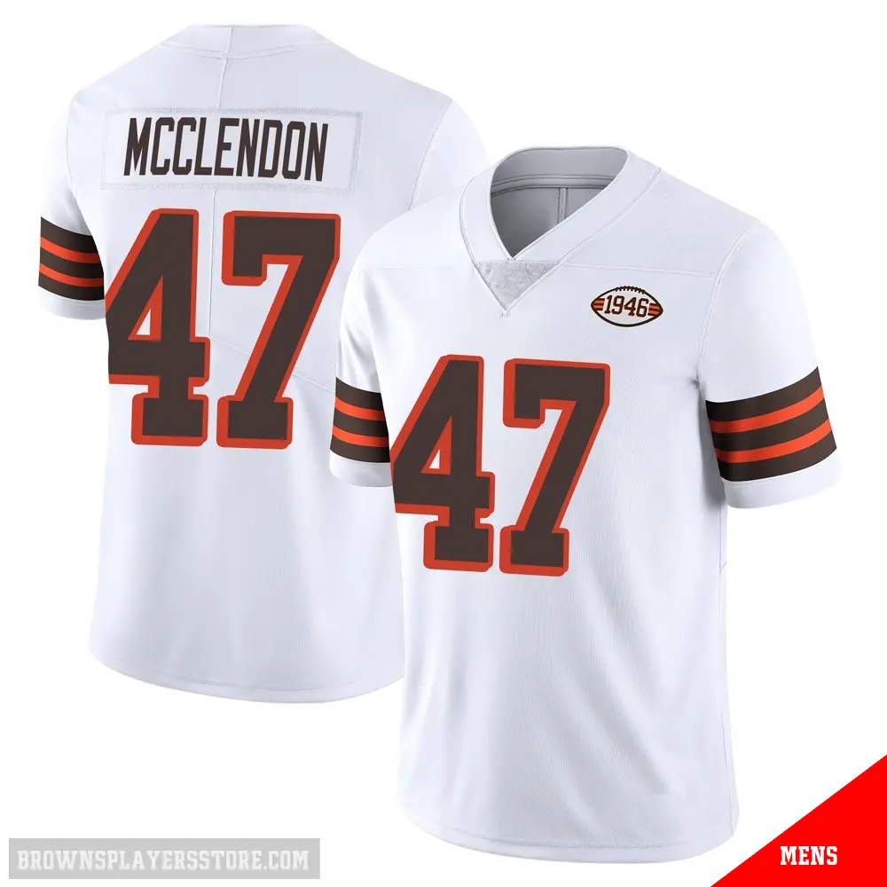 ＃47 Men's Jeremiah McClendon White Limited Cleveland Browns Vapor 1946 Collection Alternate Jersey