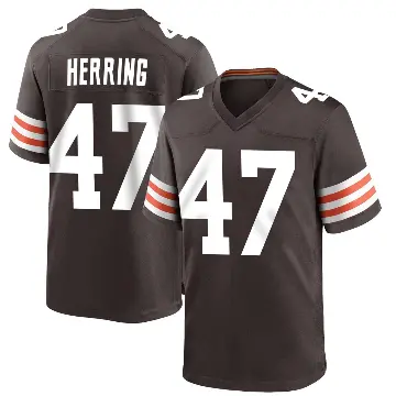 ＃47 Men's Tyron Herring Brown Game Cleveland Browns Team Color Jersey