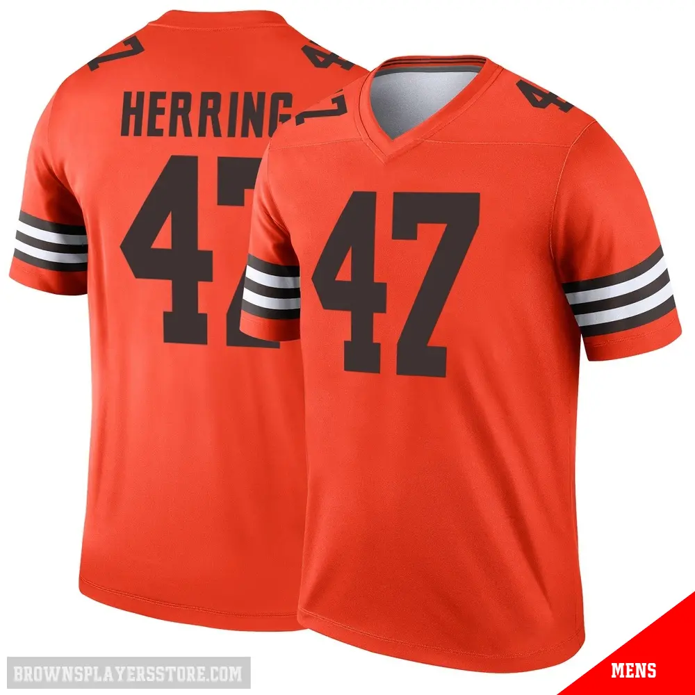 ＃47 Men's Tyron Herring Orange Legend Cleveland Browns Inverted Jersey
